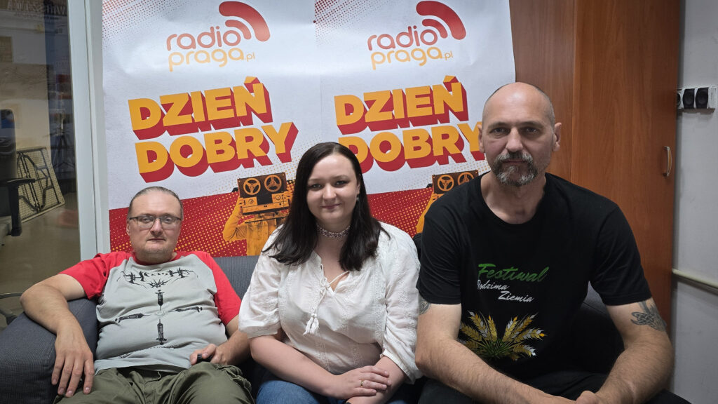 Marlena Jurczak Marcin Sadowski podczas nagrywania audycji w Radiu Praga